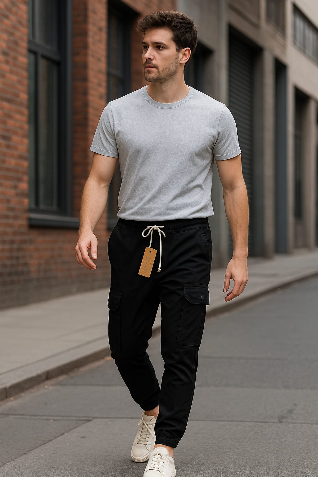 Black Cargo Jogger Pants